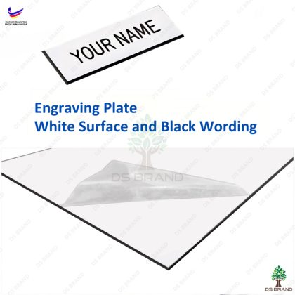 Engraving Name Tag Plate ( White Surface and Black Wording )