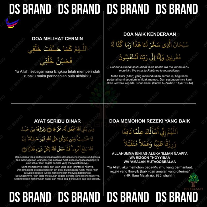 【READY STOCK】UV Printing Islamic Stickers / Doa Melihat Cermin / Doa Naik Kenderaan / Doa Memohon Rezeki / Tulisan Emas - Image 2