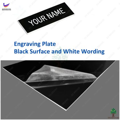 Engraving Name Tag Plate ( Black Surface and White Wording )