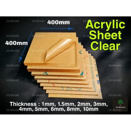Acrylic Square Sheet Clear. Size 400mm x 400mm