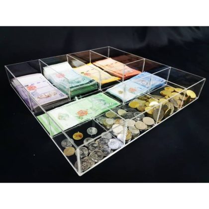Money Note and Coin Acrylic Desk Drawer Organizer