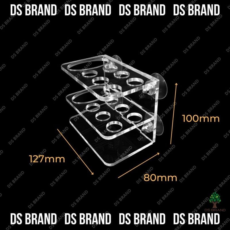 Acrylic 2 Layer Wall Mounted Toothbrush Holder Toothpaste Dispenser with x4 Stainless Steel Suction Cups - Image 3