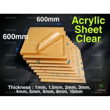 Acrylic Square Sheet Clear. Size 600mm x 600mm