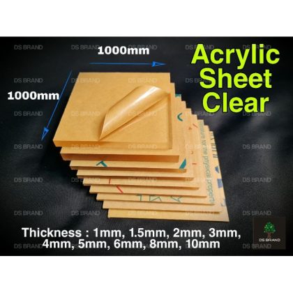 Acrylic Square Sheet Clear. Size 1000mm x 1000mm