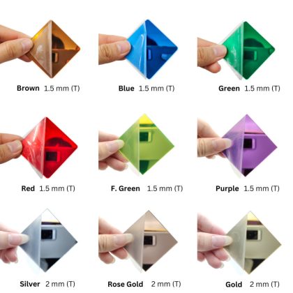 A5 A4 A3 ACRYLIC MIRROR  SHEETS ( GOLD, SILVER, ROSE GOLD, PURPLE, F. GREEN, RED, GREEN, BLUE, BROWN )
