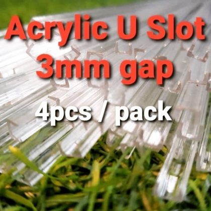Acrylic U Slot Bar ( 3mm Gap ) for DIY project