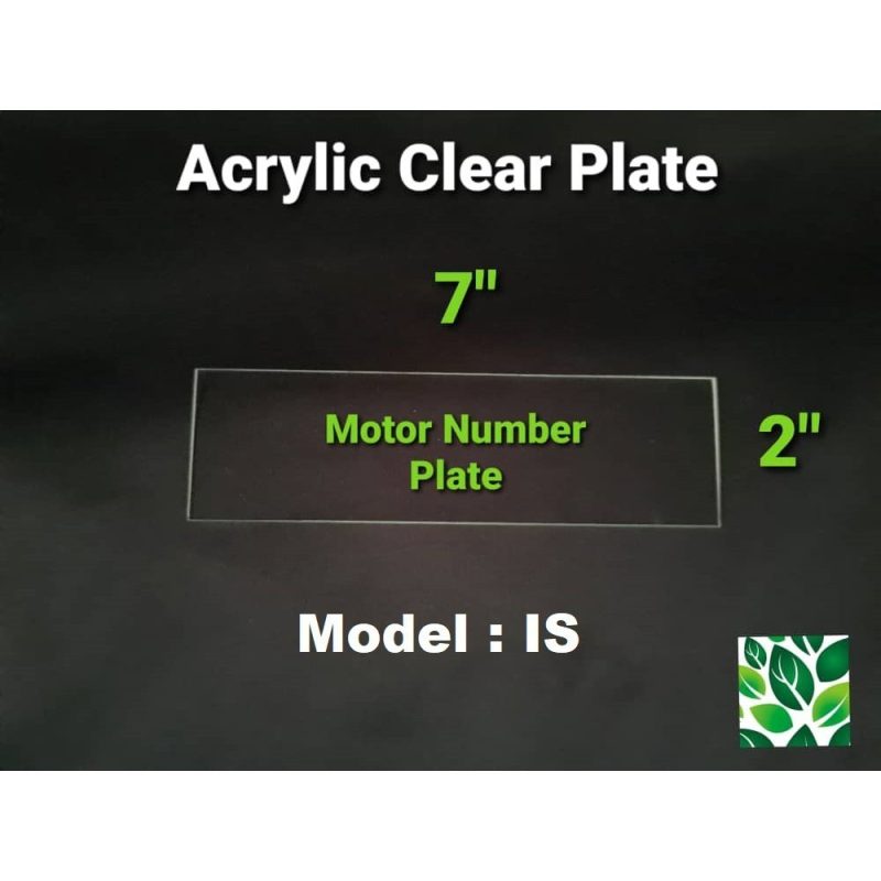 Acrylic Motor Number Plate. Clear. Ready Stock