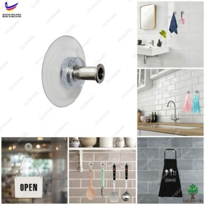 Suction Cup Hook with Stainless Steel Screw and Hook. Product Buatan Malaysia