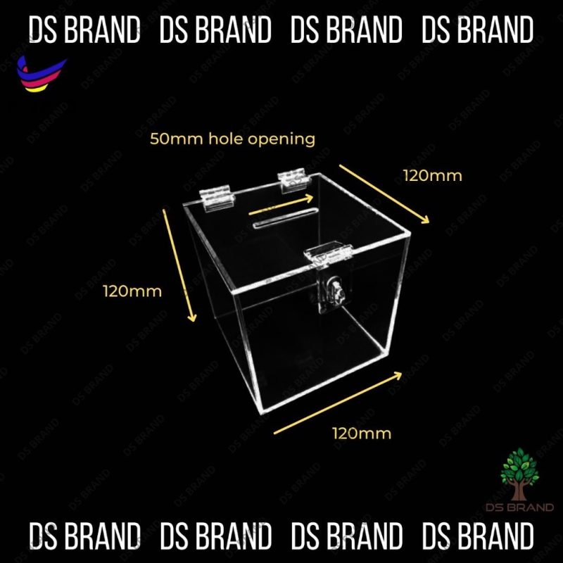 🔥Ready Stock🔥 Acrylic Donation Box / Money Box / Tabung Derma / Tabung Duit (120mm)