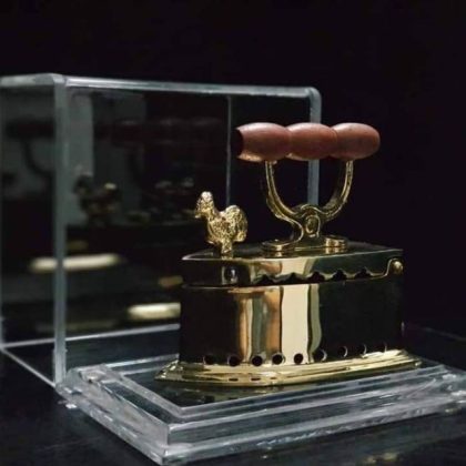 Antique Coal Iron Come With Acrylic Display Box And Base