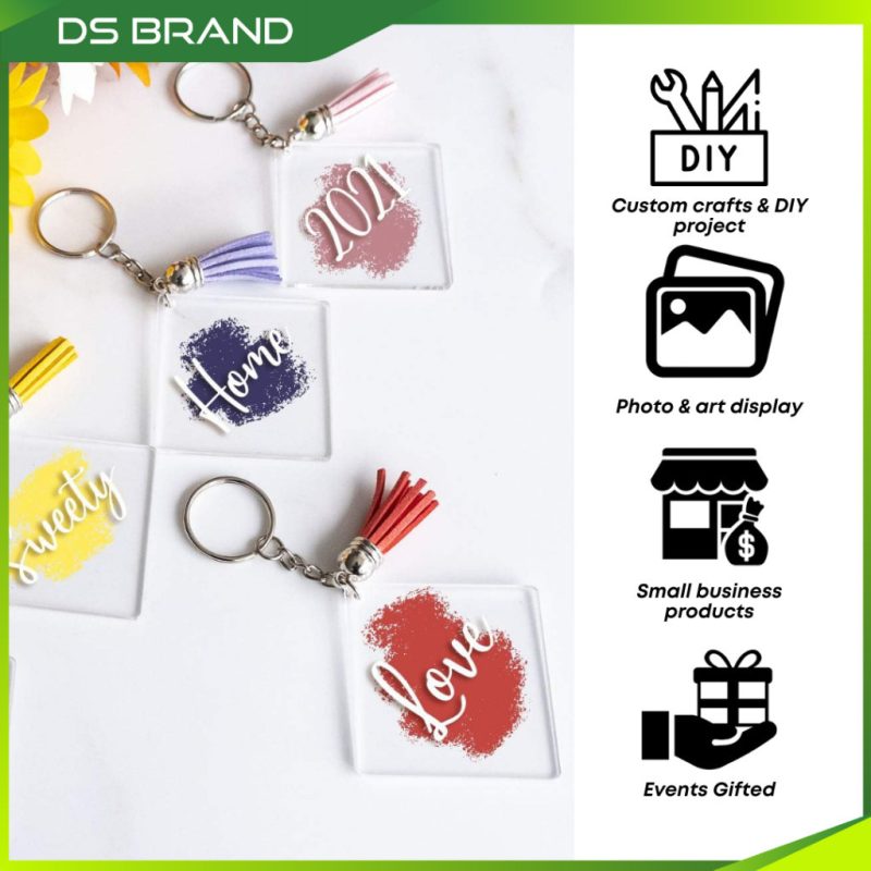 Keychain Segi Empat Acrylic Kosong DIY TERMURAH jual 1kg & 4kg / BORONG / Square Mix Size / Sell in 1kg / 4kg M - Image 3