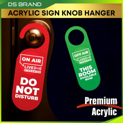 Penyangkut Tanda Tombol Berkualiti Ketebalan 5mm Akrilik/Knob Sign Hanger Quality Acrylic 5mm Thickness with UV Print M
