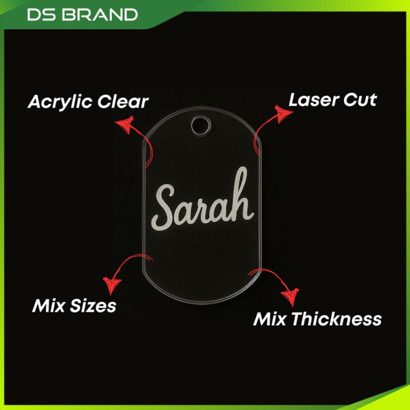 Keychain Military Tag Acrylic Kosong DIY TERMURAH Jual 1kg & 4kg / BORONG / Blank Military Tag Keychain Mix Size / DIY M - Image 5