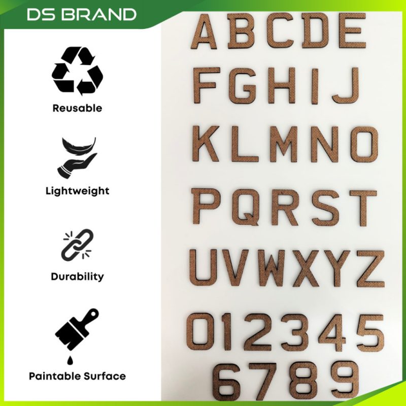 Huruf Kayu 3D DIY / Size 40mm H, 60mm H, 100mm H, 150mm H, 200mm H, 300mm H / Hardboard Alphabet & Number / Wall Decoration / DS Brand M - Image 2