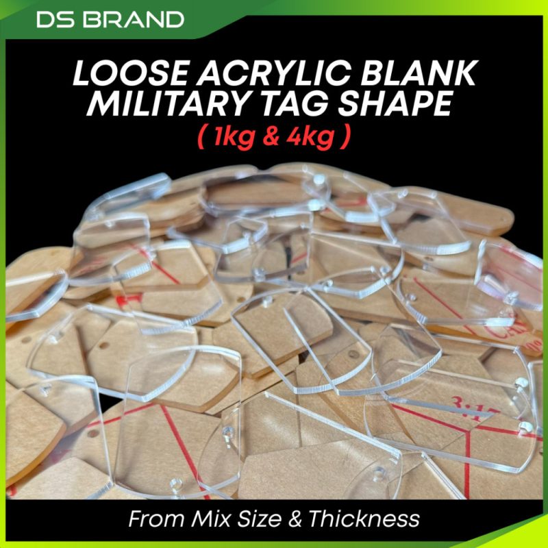 Keychain Military Tag Acrylic Kosong DIY TERMURAH Jual 1kg & 4kg / BORONG / Blank Military Tag Keychain Mix Size / DIY M - Image 2