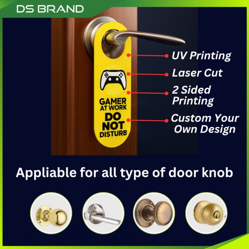 Penyangkut Tanda Tombol Berkualiti Ketebalan 5mm Akrilik/Knob Sign Hanger Quality Acrylic 5mm Thickness with UV Print M - Image 6